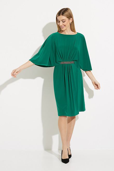 Joseph Ribkoff Flutter Sleeve Dress Style 224257. True Emerald