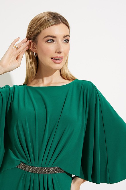 Joseph Ribkoff Flutter Sleeve Dress Style 224257. True Emerald. 4