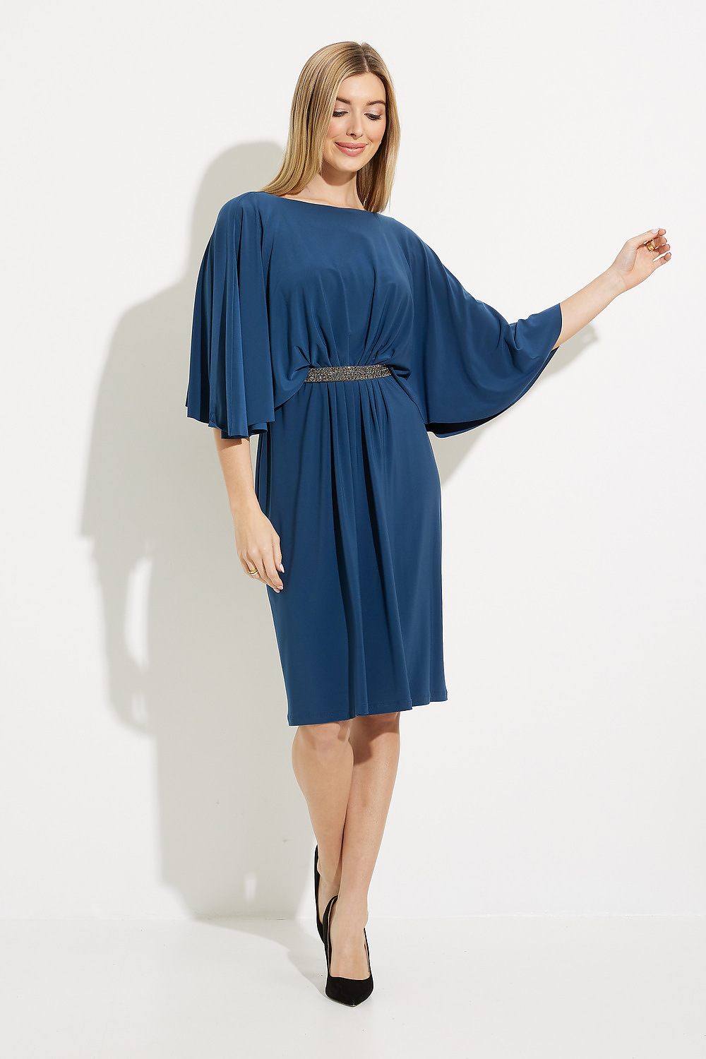 Joseph Ribkoff Flutter Sleeve Dress Style 224257. Nightfall
