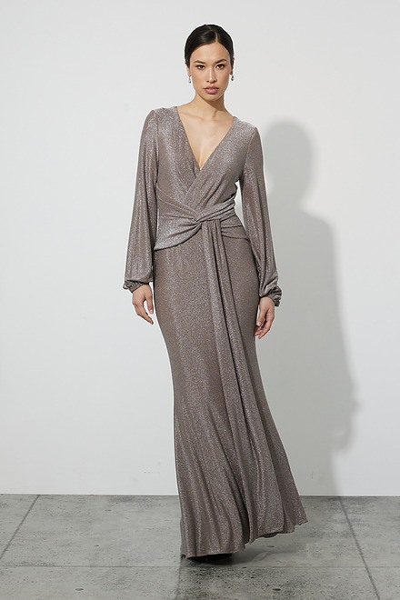 Joseph Ribkoff Gathered Gown Style 223711. Taupe