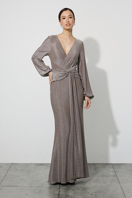 Joseph Ribkoff Gathered Gown Style 223711. Taupe. 6