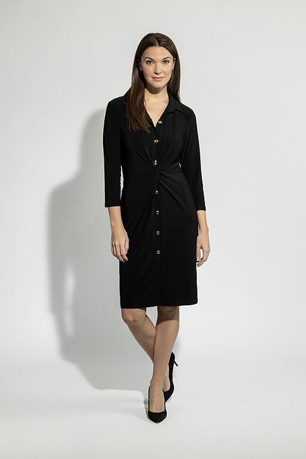 Joseph Ribkoff Belted Shirt Dress Style 224230. Black