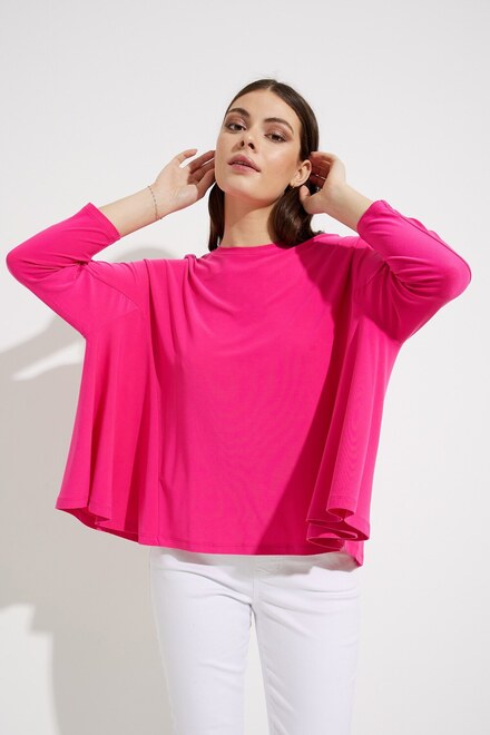 3/4 Sleeve Loose Top Style 232002. Dazzle Pink. 3