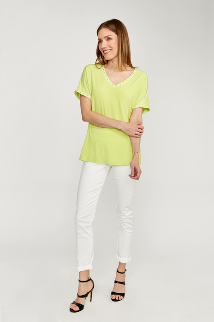 Stretch Waist V-Neck Top Style 232024. Exotic Lime. 5
