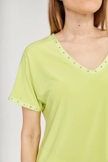 Stretch Waist V-Neck Top Style 232024. Exotic Lime. 3