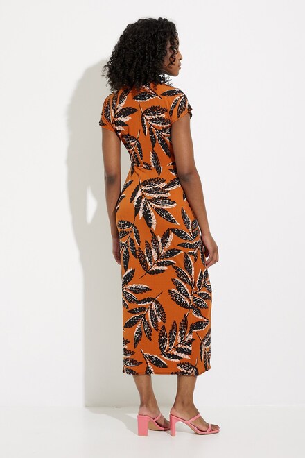 Printed Wrap Dress Style 232063. Rust/multi. 2
