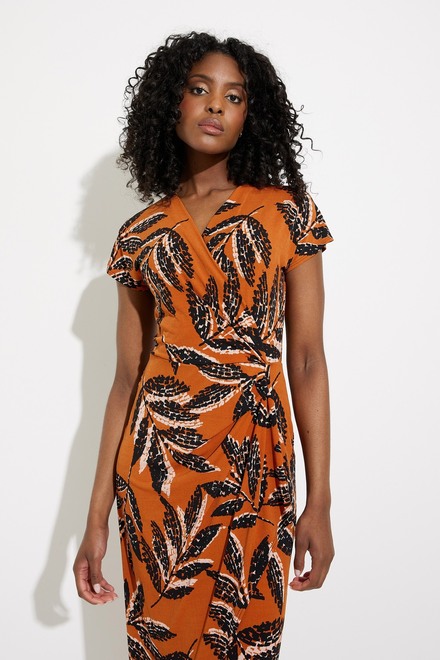 Printed Wrap Dress Style 232063. Rust/multi. 4