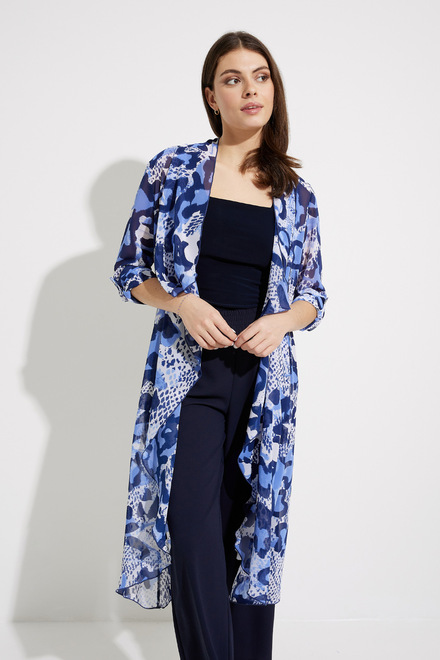 Kimono long Modèle 232089. Blue/vanilla