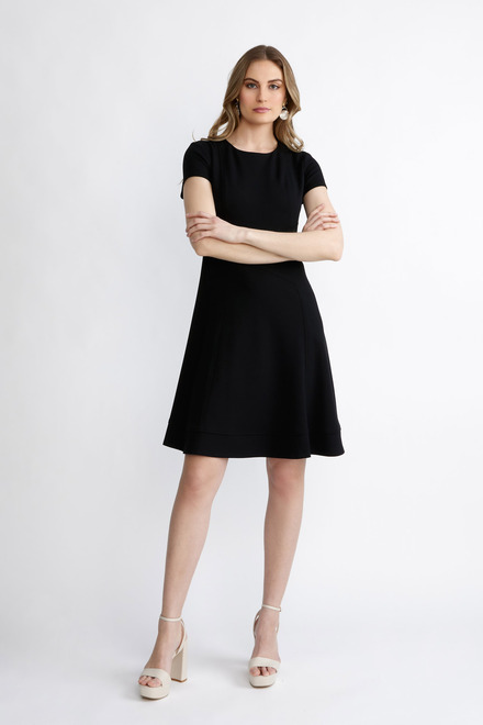 Short Sleeve Fit & Flare Dress Style 232106. Black