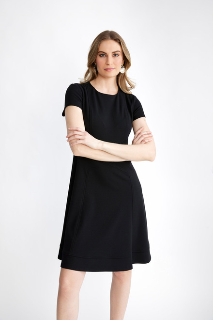 Short Sleeve Fit &amp; Flare Dress Style 232106. Black. 3