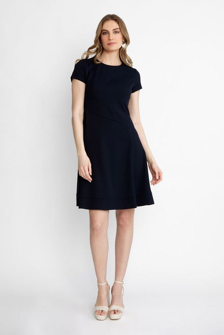 Short Sleeve Fit &amp; Flare Dress Style 232106. Midnight Blue. 6
