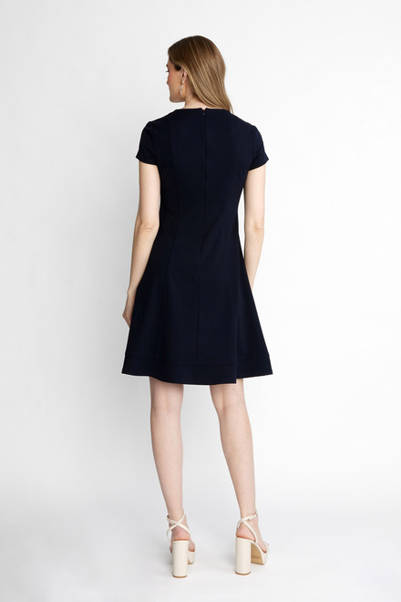Short Sleeve Fit &amp; Flare Dress Style 232106. Midnight Blue. 2