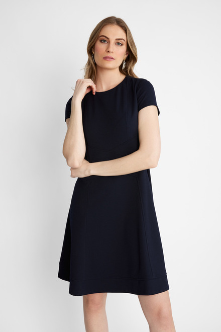 Short Sleeve Fit &amp; Flare Dress Style 232106. Midnight Blue. 3
