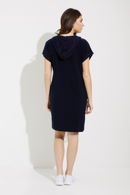 Hooded V-Neck Dress Style 232110. Midnight Blue. 2