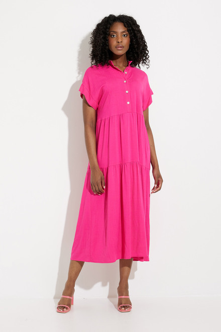 Stand Collar Shirt Dress Style 232115. Dazzle pink