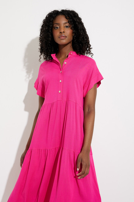 Stand Collar Shirt Dress Style 232115. Dazzle Pink. 4