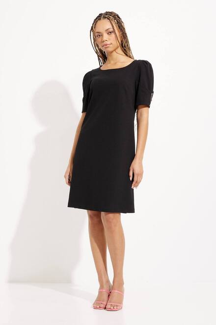 Rounded Neck Dress Style 232116. Black. 5