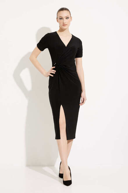 Wrap Front Dress Style 232120. Black