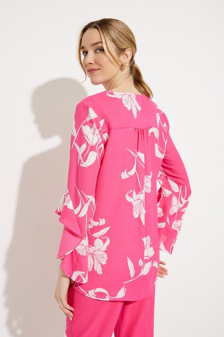 Floral Ruffle Sleeve Top Style 232139. Pink/vanilla. 2