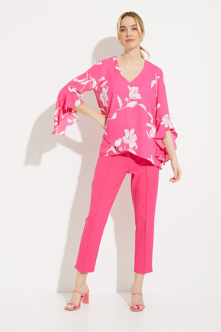 Floral Ruffle Sleeve Top Style 232139. Pink/vanilla. 5