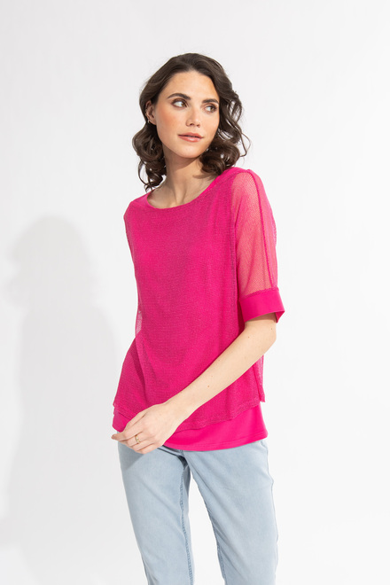 Ruffled Collar Blouse Style 232146. Dazzle Pink. 3