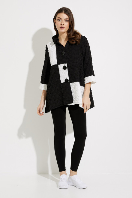 Shirred Collar Jacket Style 232147 . Black/white. 5