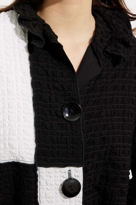 Shirred Collar Jacket Style 232147 . Black/white. 3