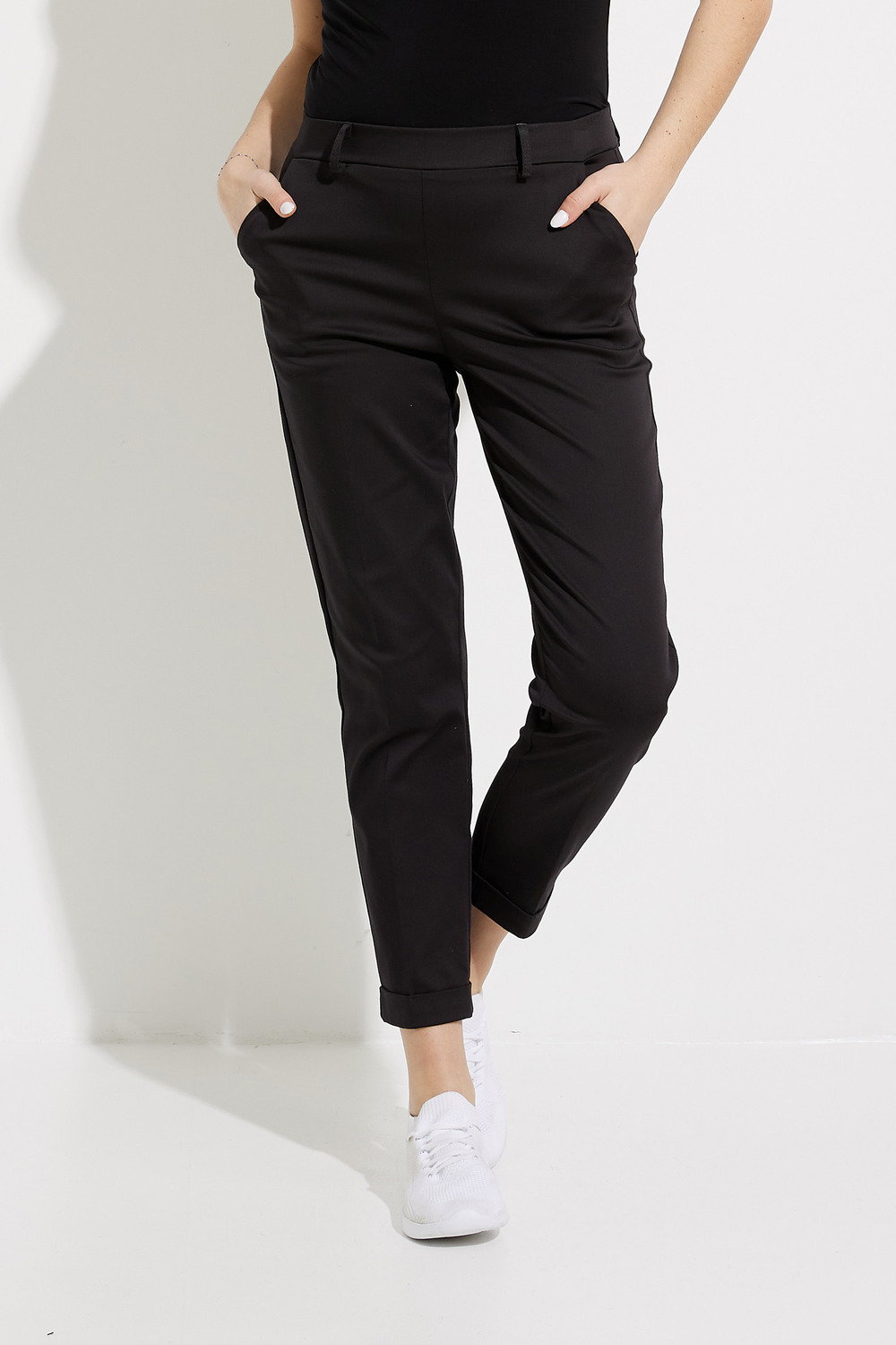 Cuffed Ankle Pants Style 232156. Black