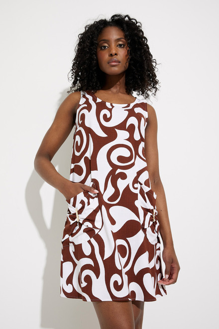 Abstract Print Dress Style 232165. Brown/vanilla. 4
