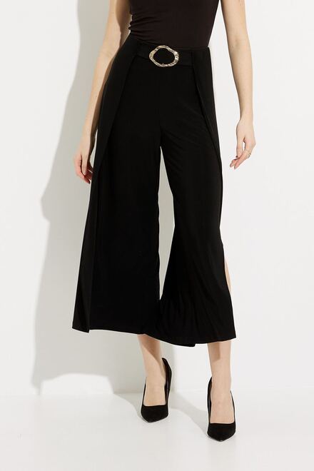 Belted Wide Leg Pants Style 232179. Black