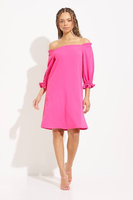 Cold Shoulder Shift Dress Style 232193. Dazzle pink