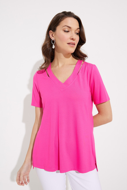 Cut-Out Neck Top Style 232219. Dazzle pink