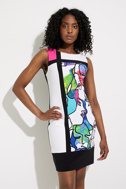 Colour-Blocked Printed Dress Style 232223. Vanilla/multi. 4