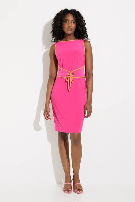 Belted Waist Dress Style 232226. Dazzle pink/mandarin