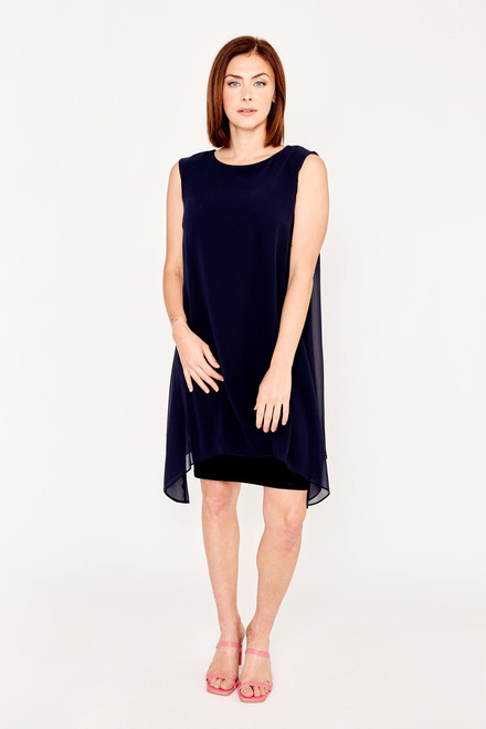 Chiffon Overlay Dress Style 232237. Midnight Blue. 2