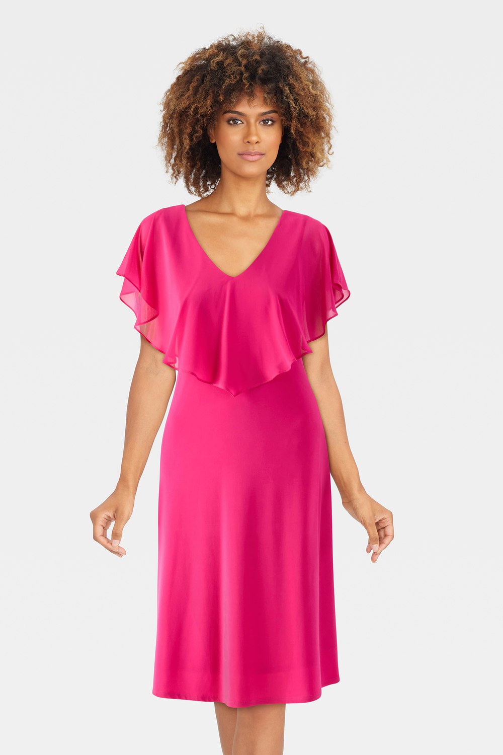 Chiffon Overlay Dress Style 232240. Dazzle Pink