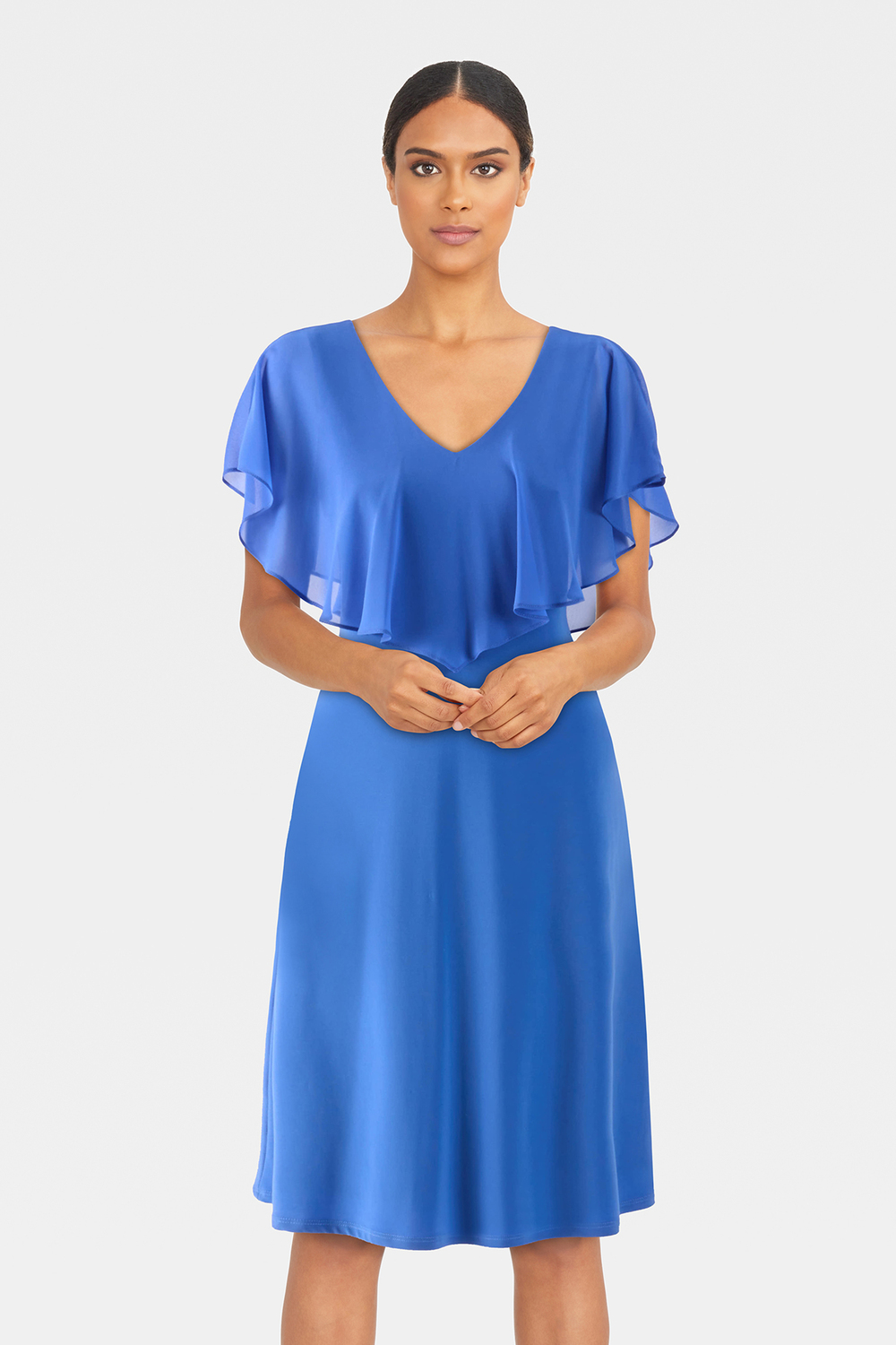 Chiffon Overlay Dress Style 232240. Blue Iris