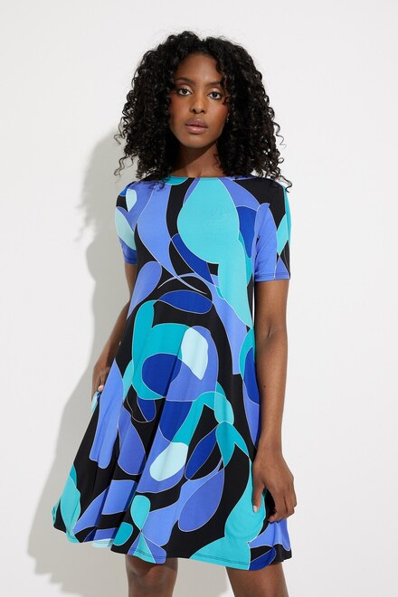 Abstract Print Dress Style 232267. Black/multi. 3