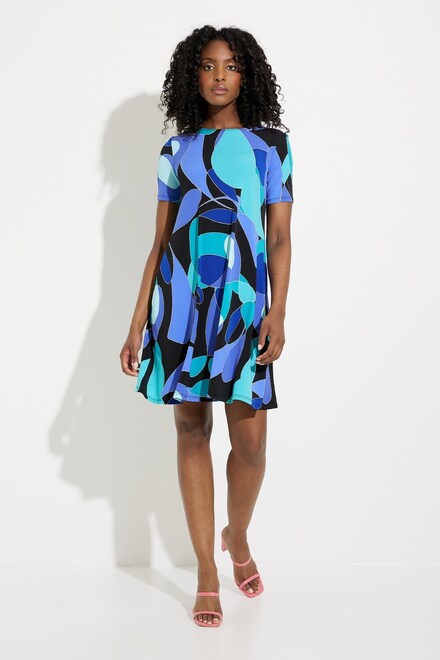 Abstract Print Dress Style 232267. Black/multi. 5