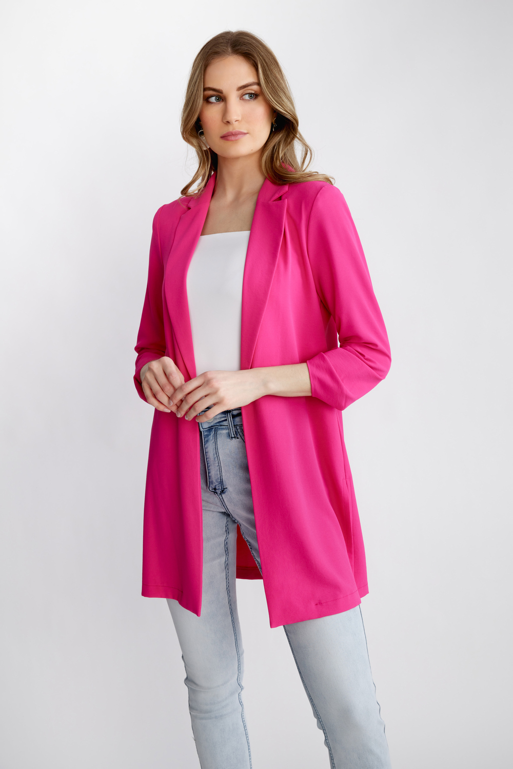Long Line Blazer Style  Style 232275. Dazzle Pink