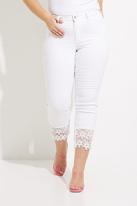 Lace Cuff Jeans Style 232909. White. 3