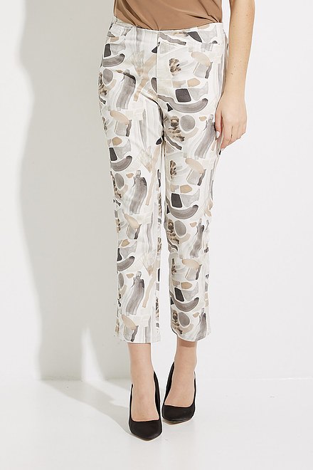 Printed Cropped Jeans Style 232913. Vanilla/Multi