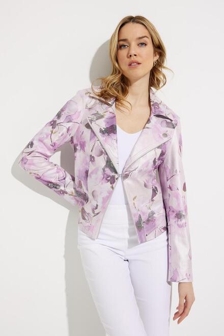Floral &amp; Suede Moto Jacket Style 232918. Lilac/multi