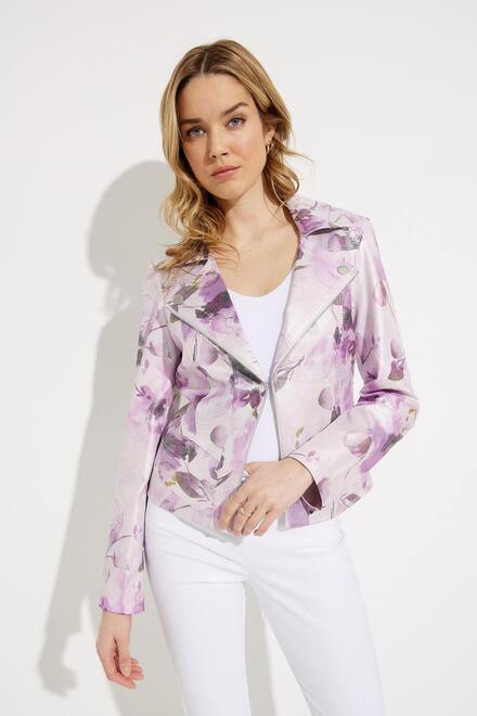 Floral &amp; Suede Moto Jacket Style 232918. Lilac/multi. 3