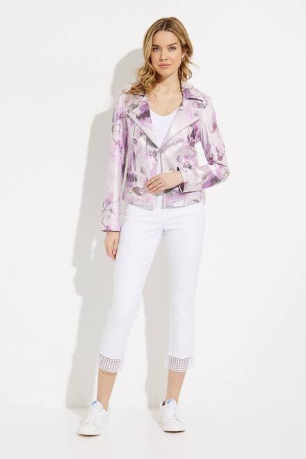 Floral &amp; Suede Moto Jacket Style 232918. Lilac/multi. 5