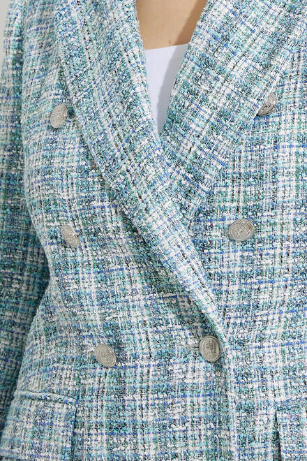 Double-Breasted Tweed Blazer Style 232924. Blue/multi. 4