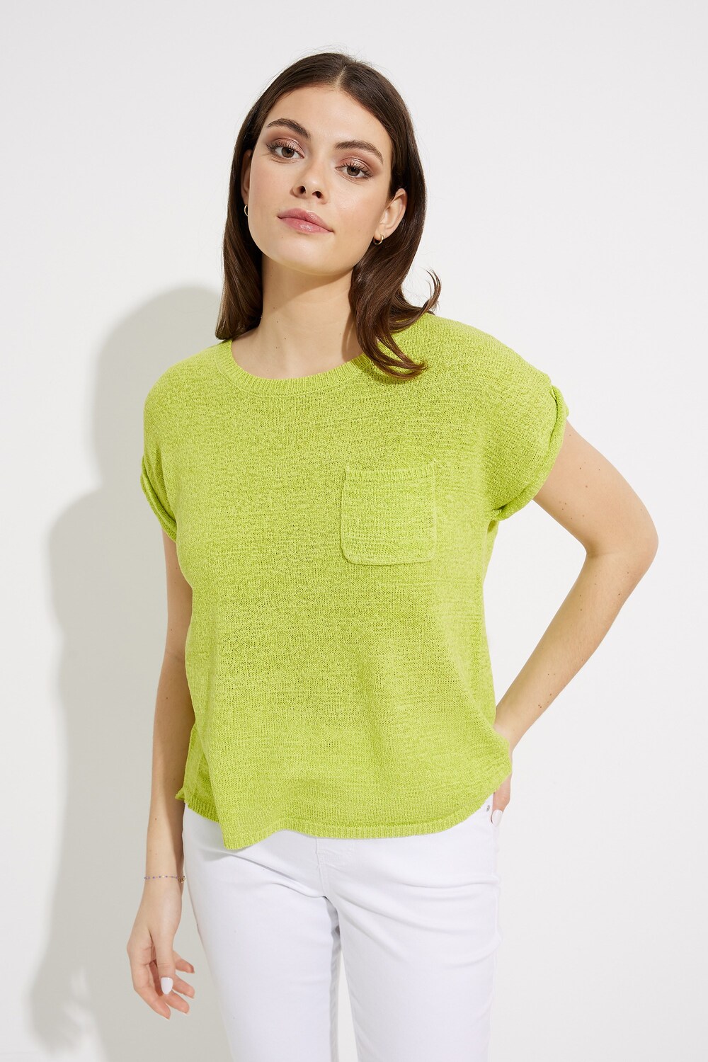 Short Sleeve Knit Top Style 232927. Exotic Lime