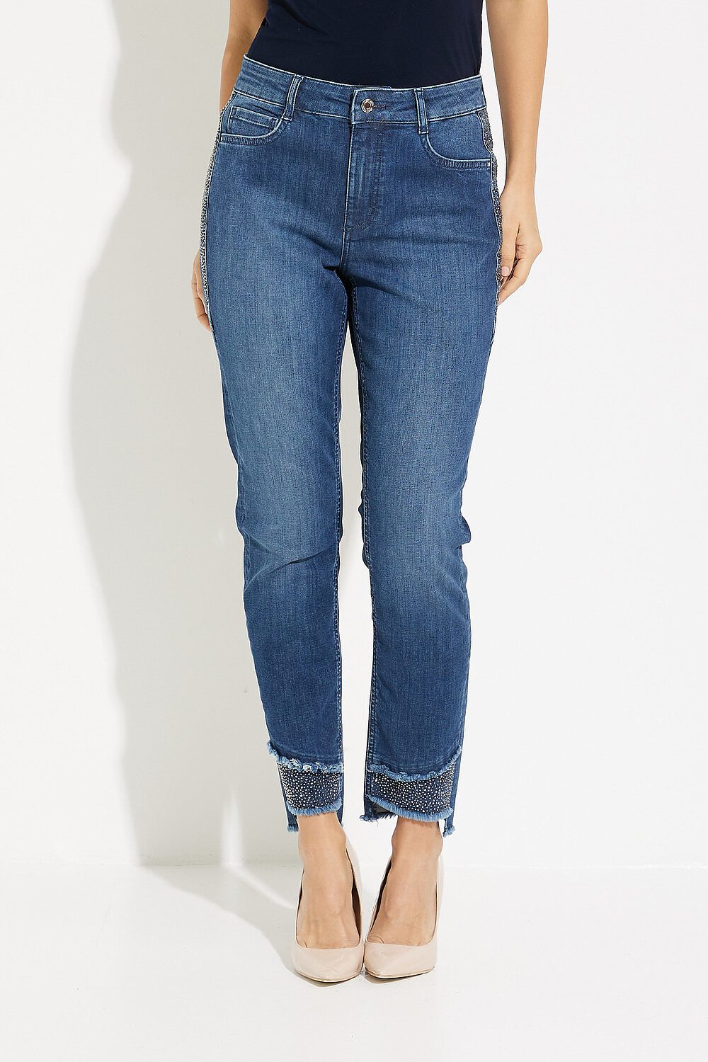 Joseph Ribkoff Embellished Jeans Style 221944. Denim Medium Blue