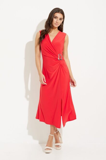 Hardware Detail Sleeveless Dress Style 231052. Magma red