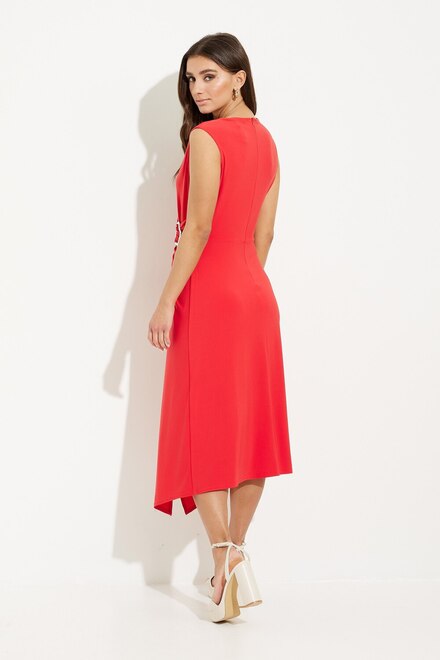 Hardware Detail Sleeveless Dress Style 231052. Magma Red. 2
